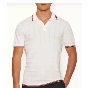 ORLEBAR‎ BROWN Men's Medium Maranon Tipping Pointelle Polo Shirt White $445 NWT